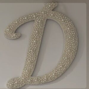 Gold Beaded Letter D Decor